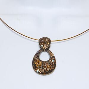 Vintage Lia Sophia Azalea Crystal Flower Pendant on Wire Necklace